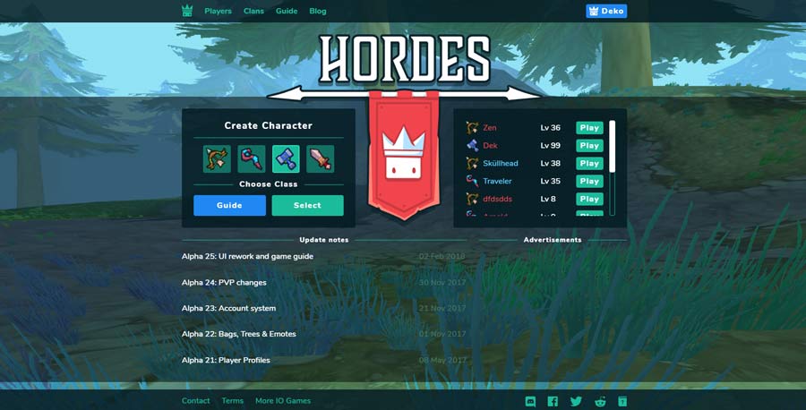 Hordes.io Alpha 25 UI redesign