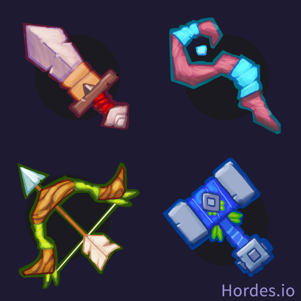 Hordes.io warrior, mage, archer, and shaman class icons