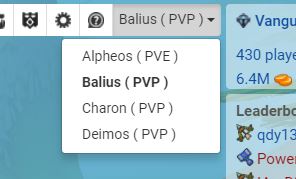 Hordes.io PvE and PvP server selection