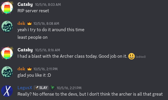 Legus discussing the Archer class