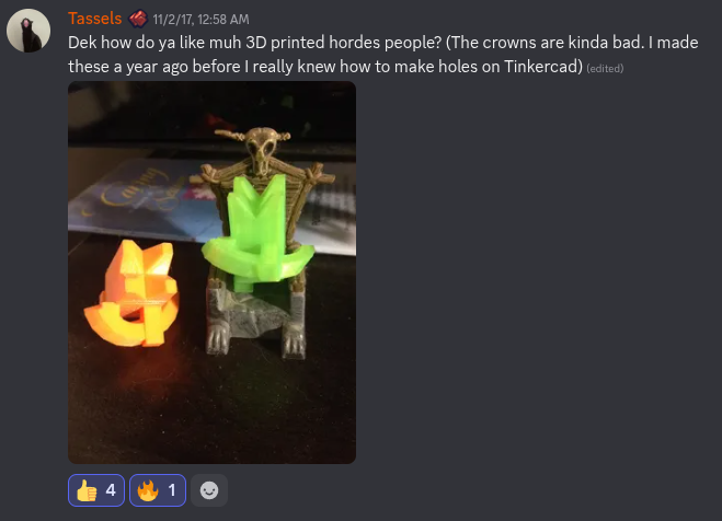 Tassels sharing 3D-printed Hordes characters